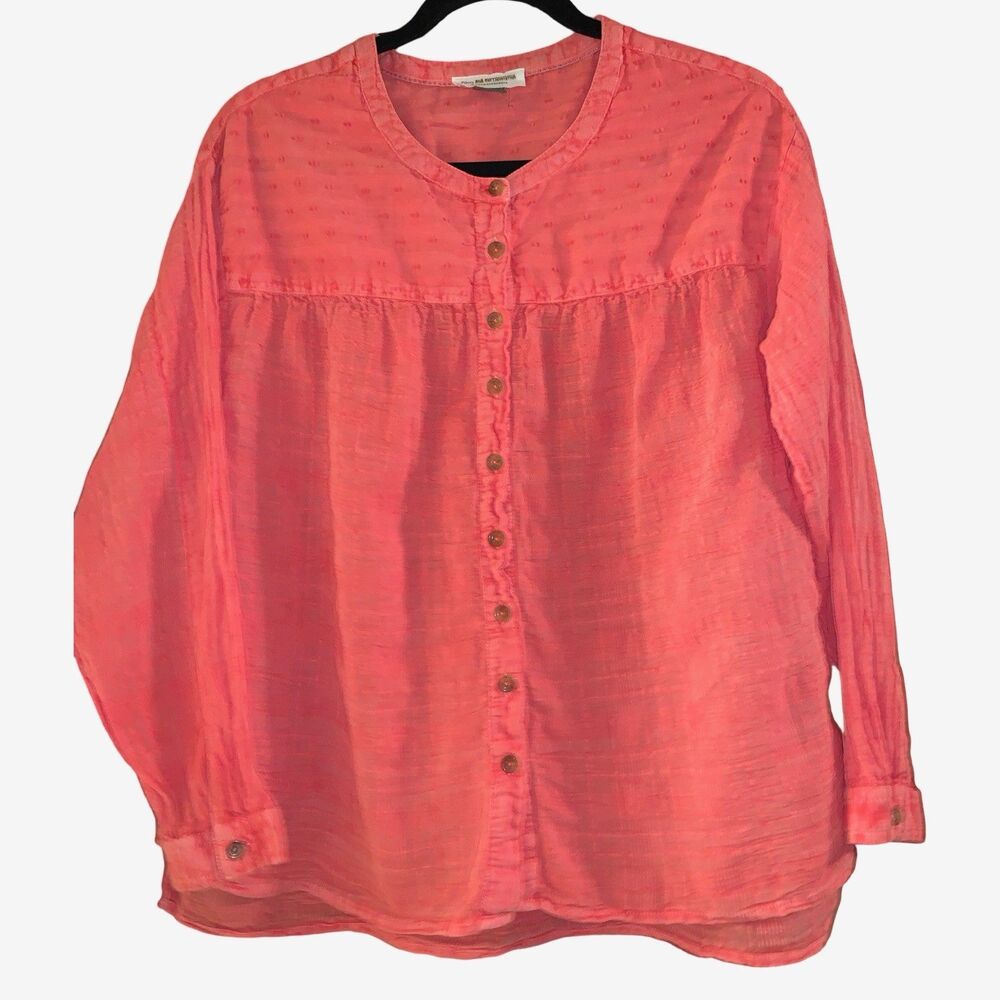 Pilcro by Anthropologie Mila Draped Buttondown Top Size XS Boho Chic Lightweight
